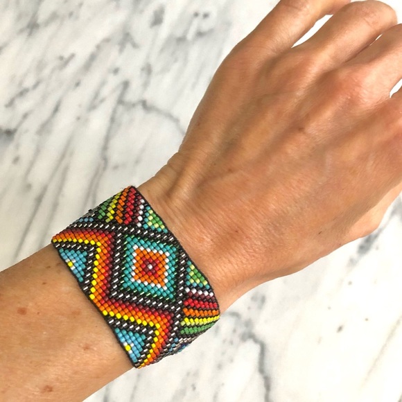 Miyuki Beaded Bohemian Aztec Inspired Bracelet - Picture 2 of 7